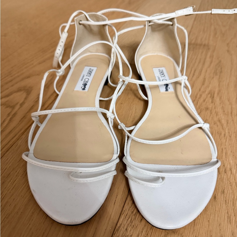 New Jimmy Choo 40.5 White Strappy Flat Sandals
